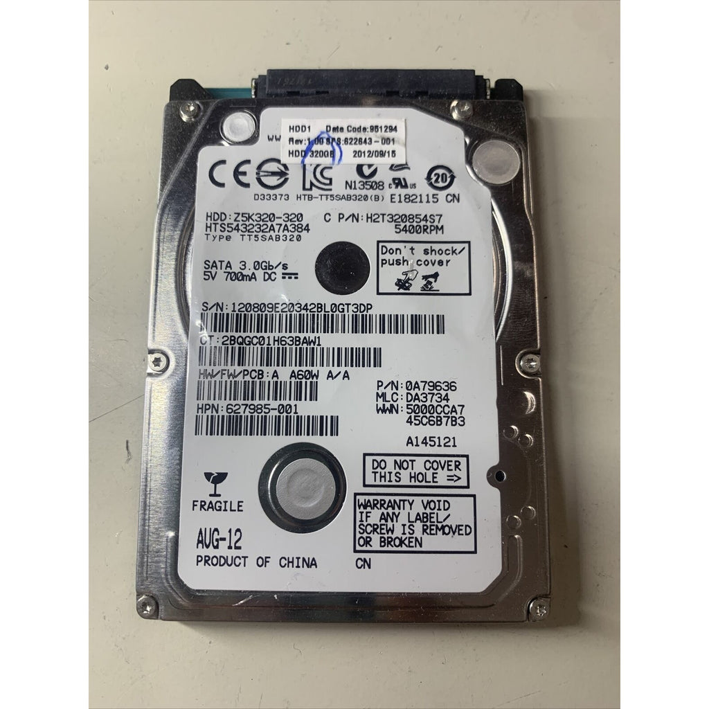 Hitachi 320GB 5400RPM 2.5" SATA Laptop Hard Drive HTS543232A7A384 Z5K320-320