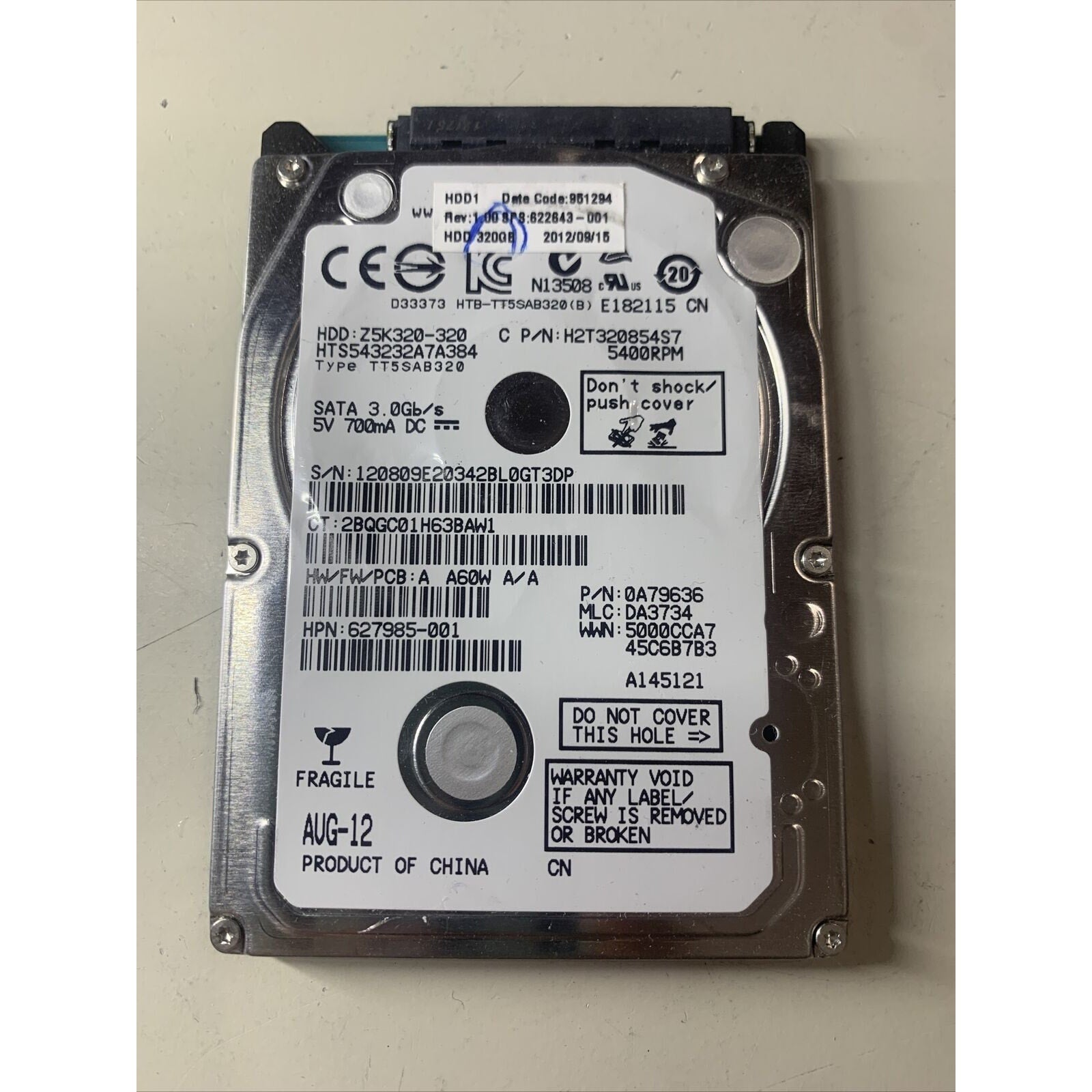 Hitachi 320GB 5400RPM 2.5" SATA Laptop Hard Drive HTS543232A7A384 Z5K320-320