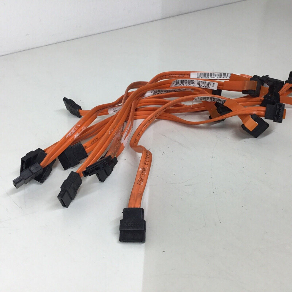 Lot Of 9 - Dell 9" SATA ATA Data Cable Angled - Orange F787C 0F787C