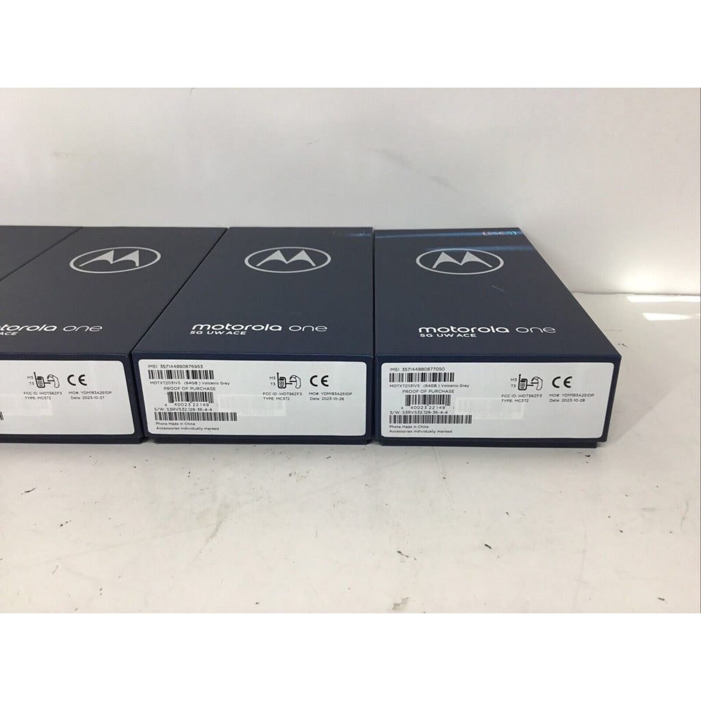 Lot of 4-Motorola One 5G UW Ace 64GB Volcanic Gray BOX ONLY