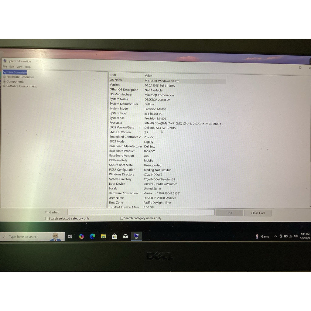 Dell Precision M4800 15.6" Laptop Intel i7-4710MQ 2.50GHz 8GB RAM W10 Pro