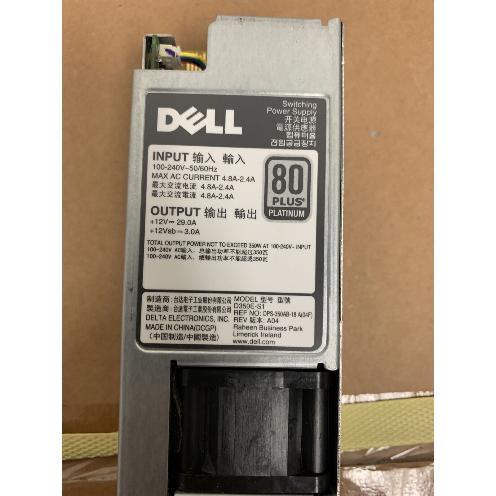 Dell PowerEdge R320 R420 R720 350W 80 Plus Platinum Power Supply Y8Y65