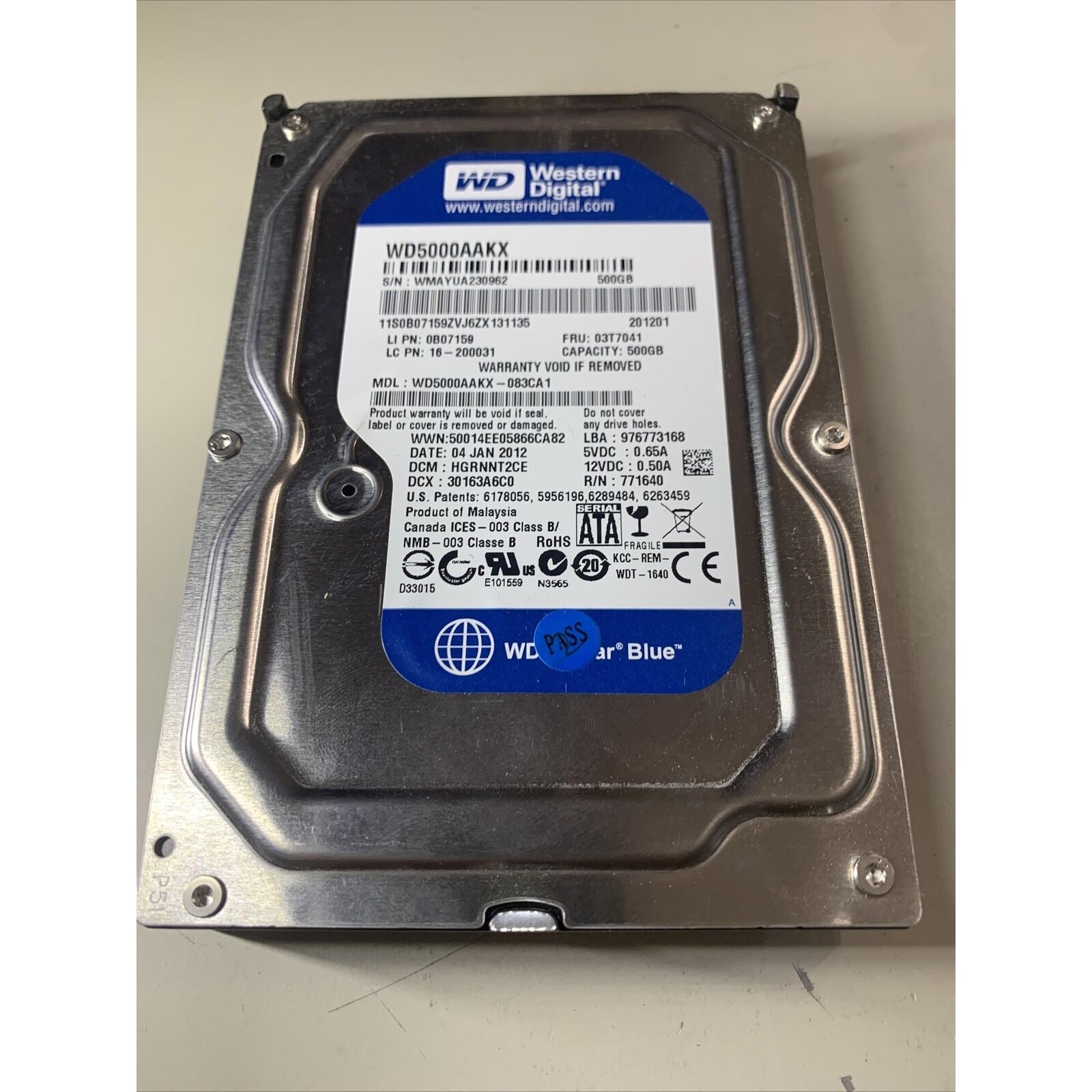WD Blue 500GB SATA 3.5" Hard Disk Drive WD5000AAKX-083CA1 2060-771640-003