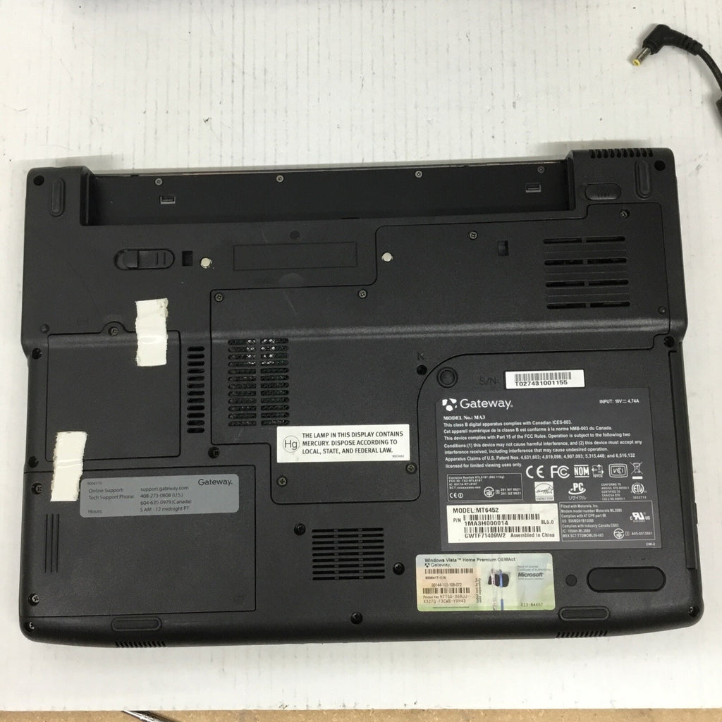 GATEWAY Mt6452 - BOOTS TO BIOS - AMD TURION - 2GB RAM - READ DESCRIPTION