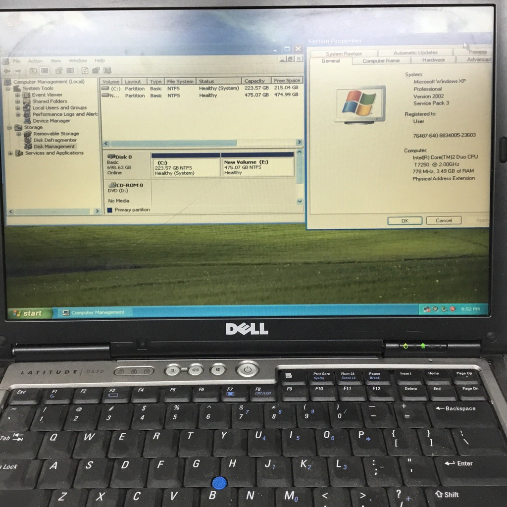 Dell Latitude D630 14" Laptop Intel Core 2 Duo 3.5GB RAM 750GB WinXP *READ*