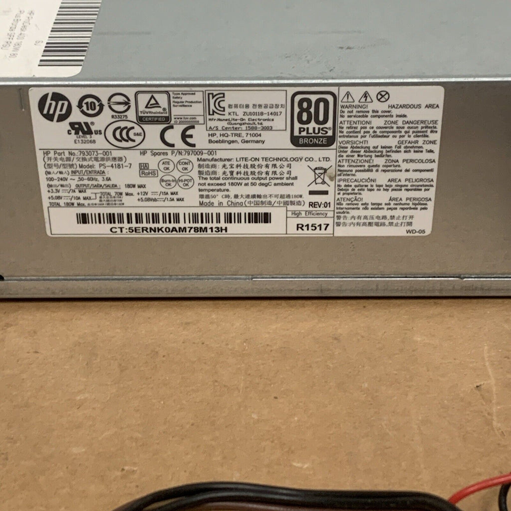 HP ProDesk 400 G3 180 W Desktop Power Supply 793073-001 PS-4181-7 797009-001