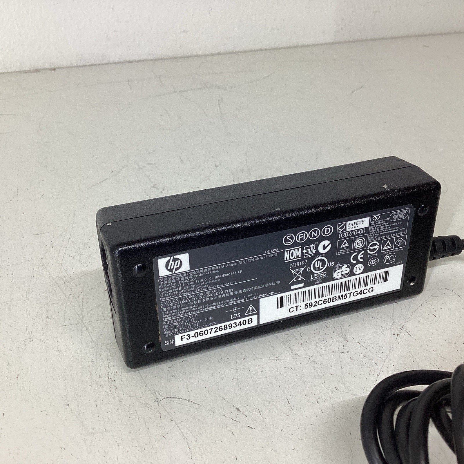 HP Laptop Charger AC Power Adapter 380467-003 402018-001 18.5V 3.5A 65W