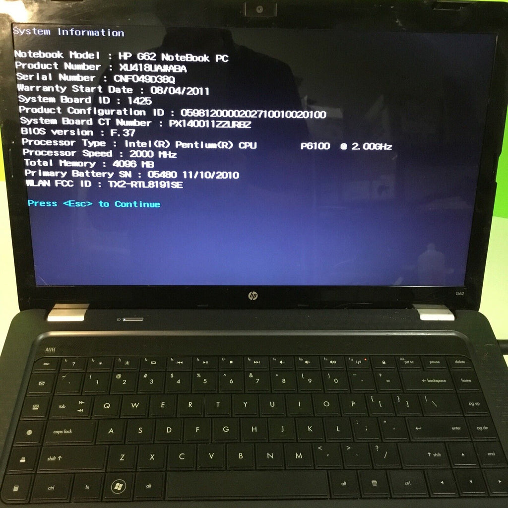 Lot of 2x HP G62 Laptops FOR PARTS
