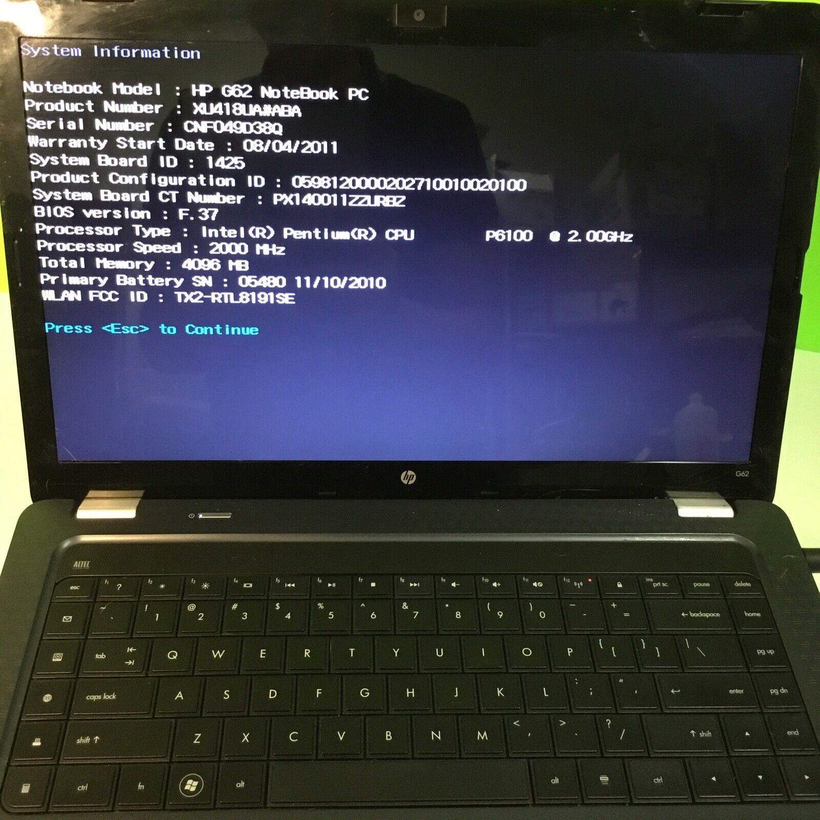 Lot of 2x HP G62 Laptops FOR PARTS