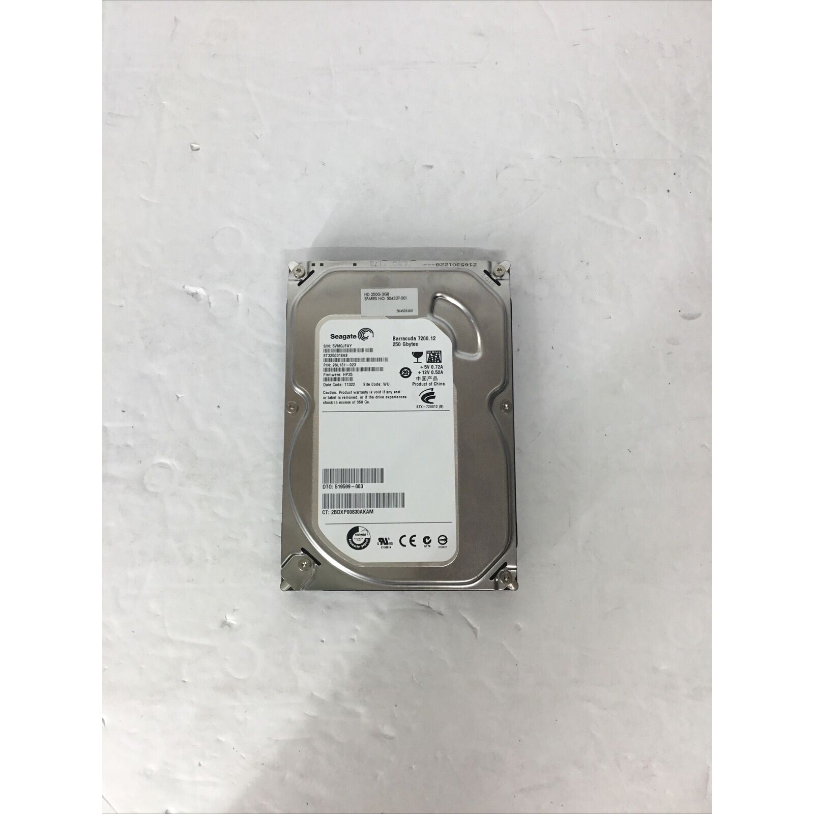 Seagate Barracuda 7200.12 250GB Internal 7200RPM 3.5" ST3250318AS SUMQJFAY