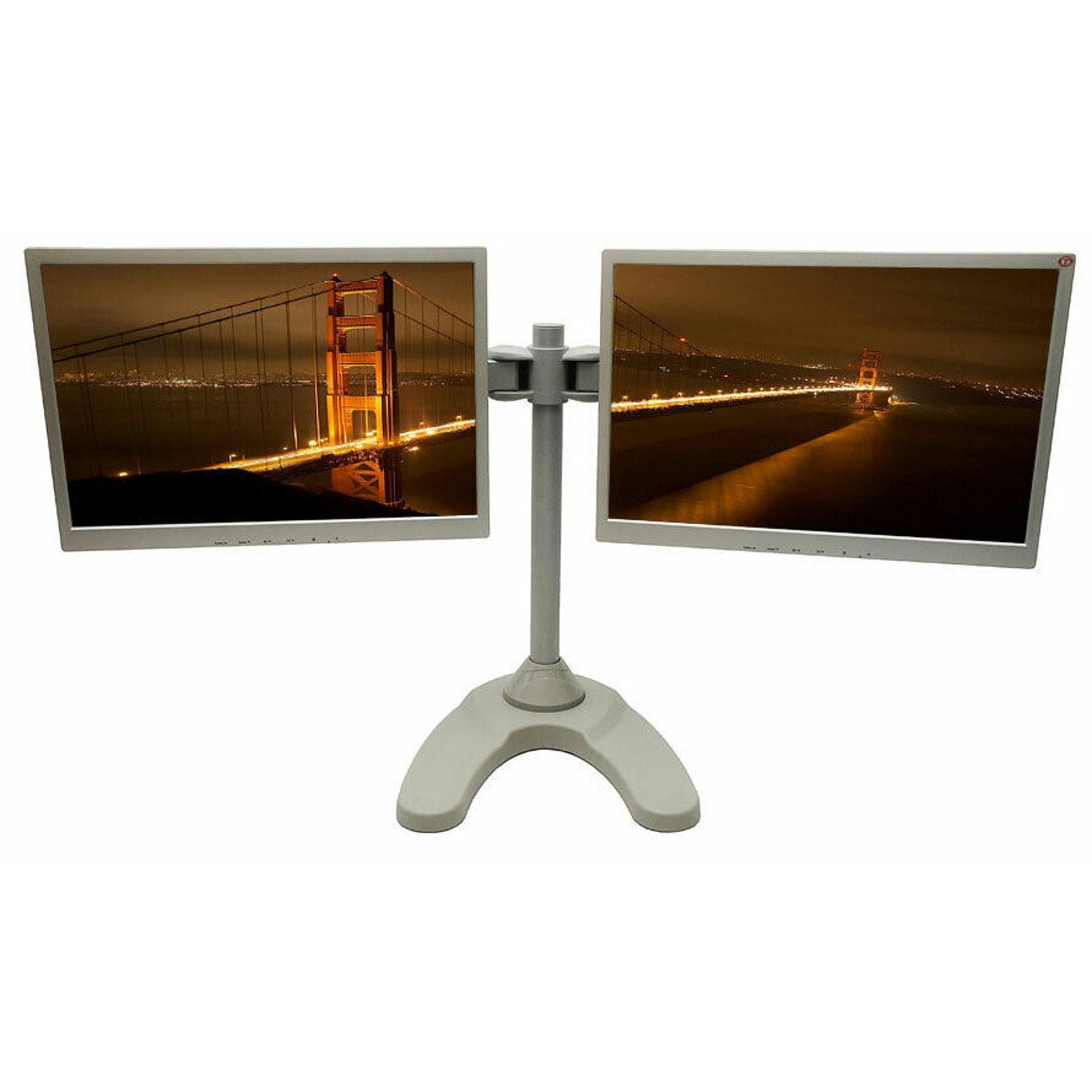Monmount Double Monitor Desk Stand - FreeStanding - Holds Two 21-24 Inch LCDs