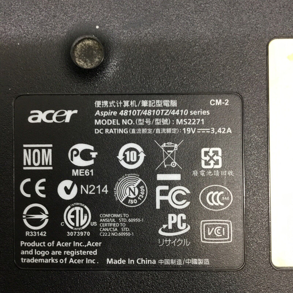 Acer Aspire 4810T Intel CPU U4100 4GB RAM No HDD No Adapter Read Desc