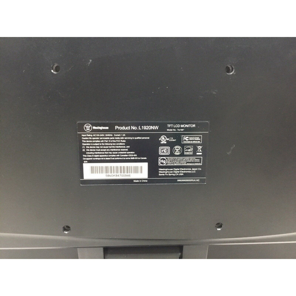Westinghouse L1920NW 18.5" Widescreen Flat-Panel LCD HD Monitor Black