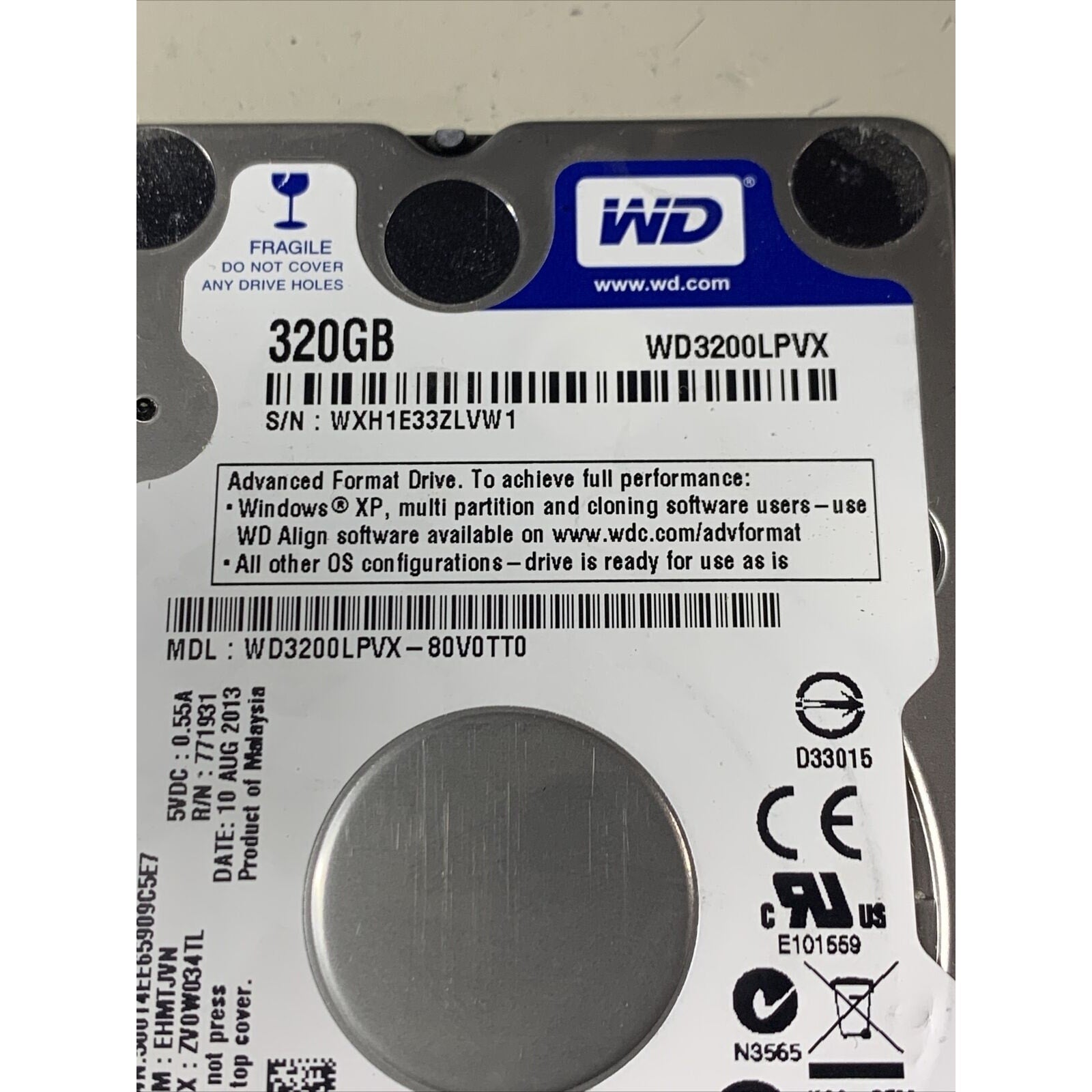 Western Digital Blue 500GB Internal, 5400RPM, 2.5” WD5000LPVX-80V0TT0 Hard Drive