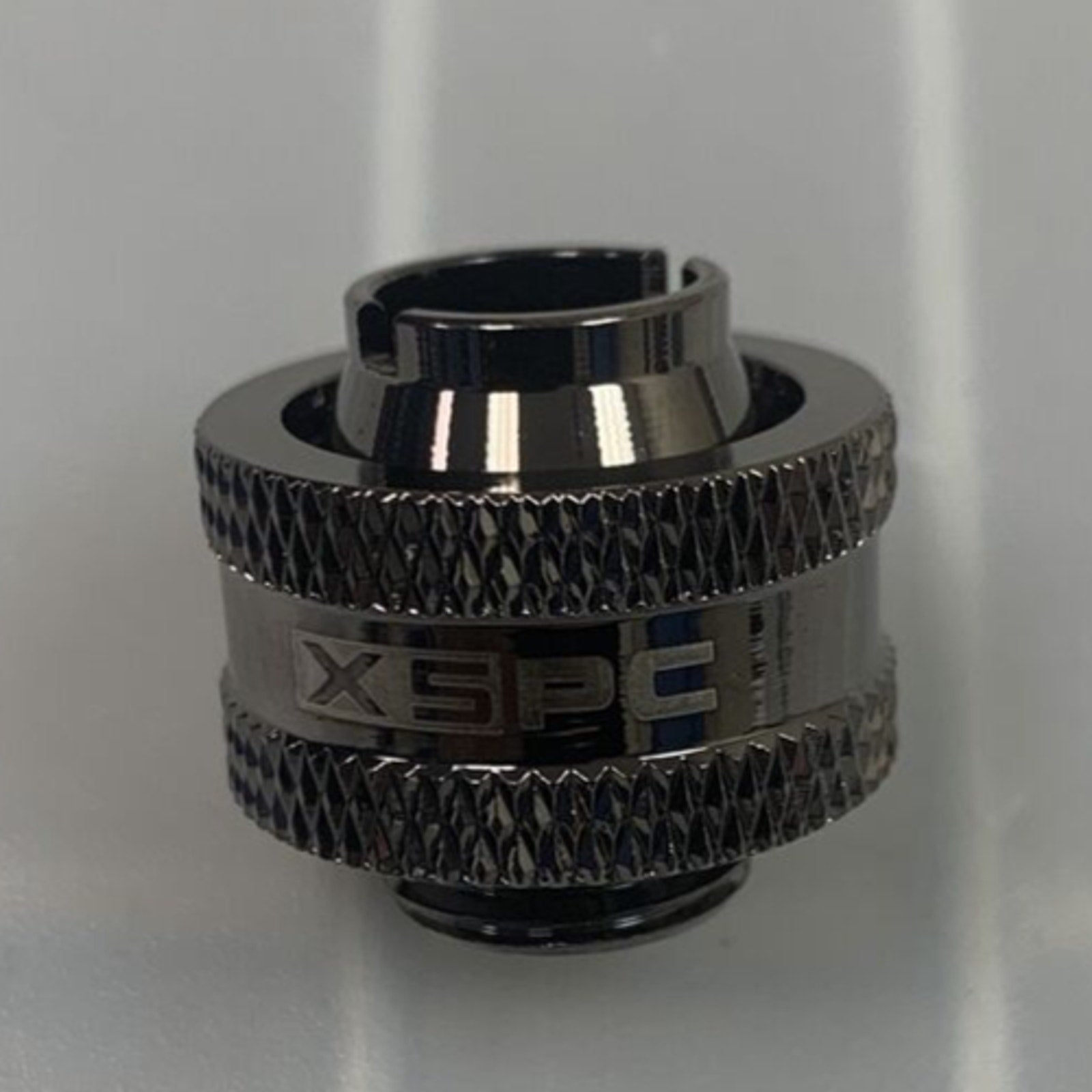 XSPC 7/16" x 5/8" Compression Fitting V2, Black Chrome Finish, G1/4" Threads