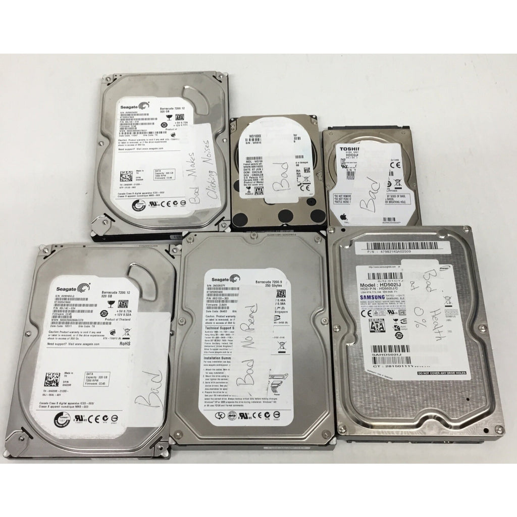 Parts 1x Seagate 250GB 2x Seagate 320GB 1x Samsung 500GB Toshiba 750GB WD 1TB