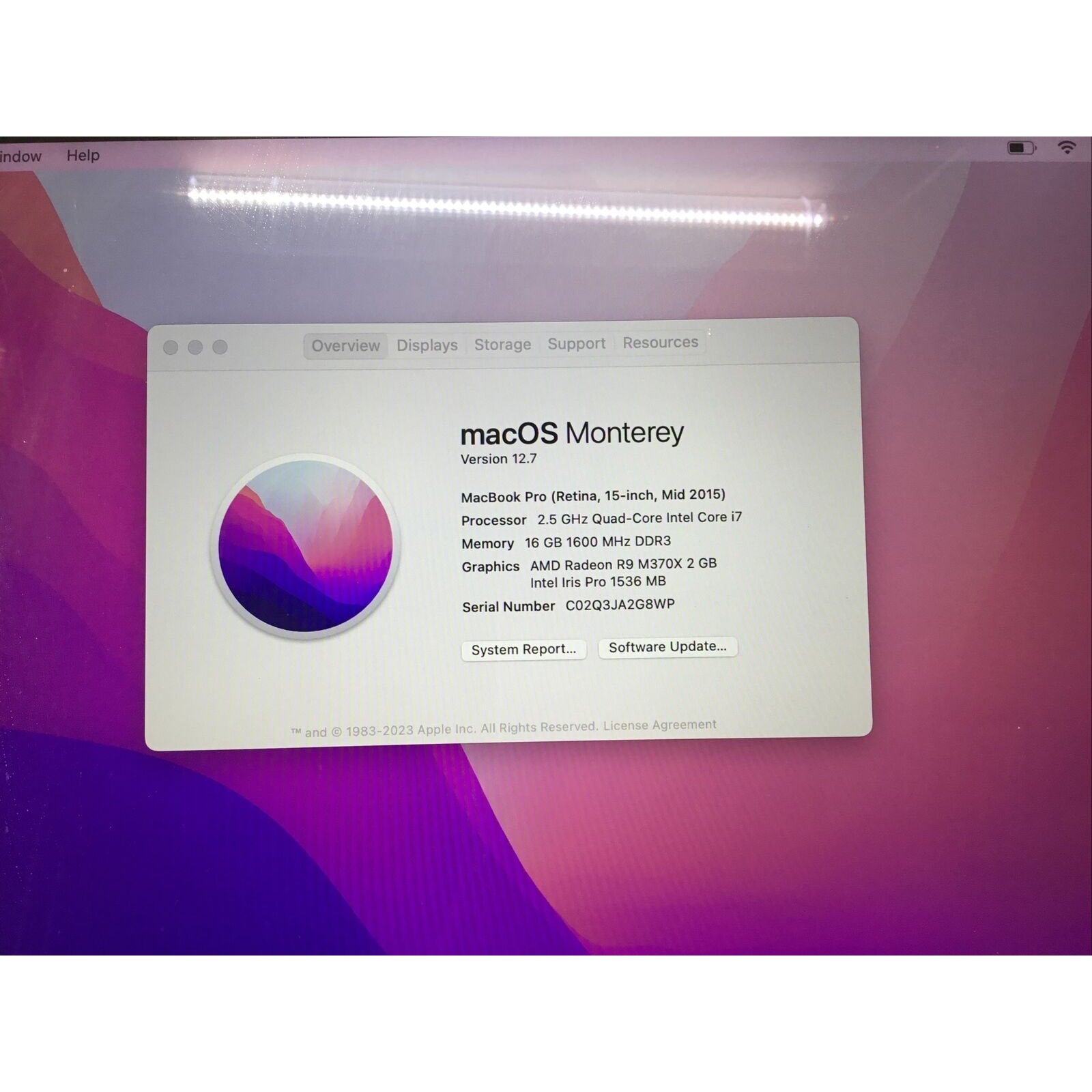 Macbook Pro 15" i7 2.5 GHz 16GB A1398- Working, Screen Flickers