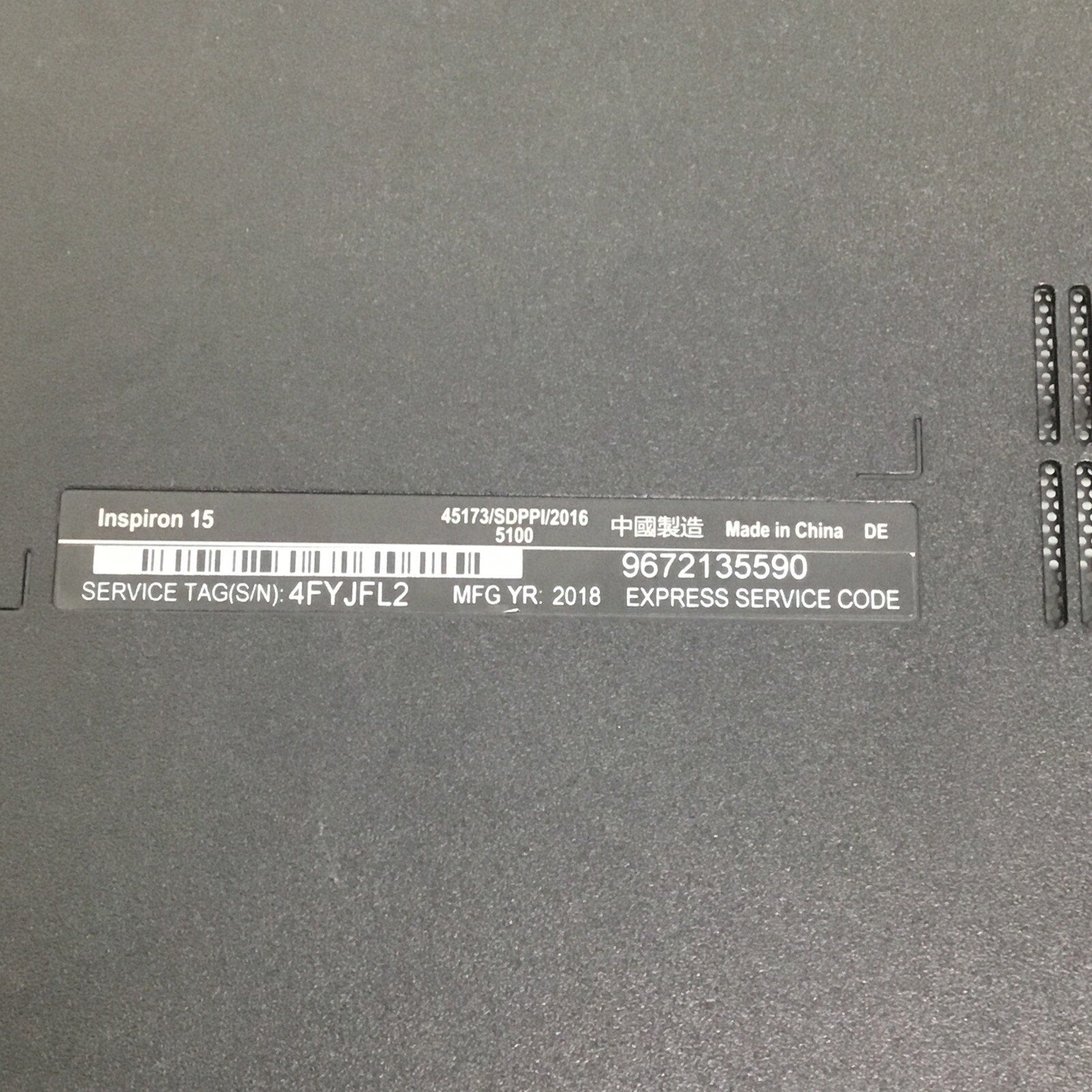 OEM Dell Inspiron 15-3000 3567 3565 3561 Black Bottom Case Cover 0X3VRG X3VRG