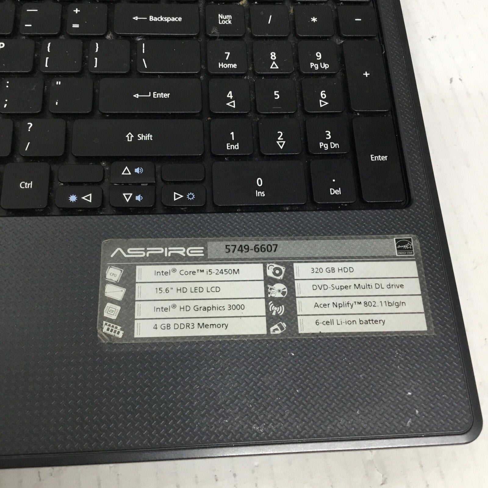 Acer Aspire 5749-6607 Core i5-2450M 4GB Ram No HDD For Parts READ DESC