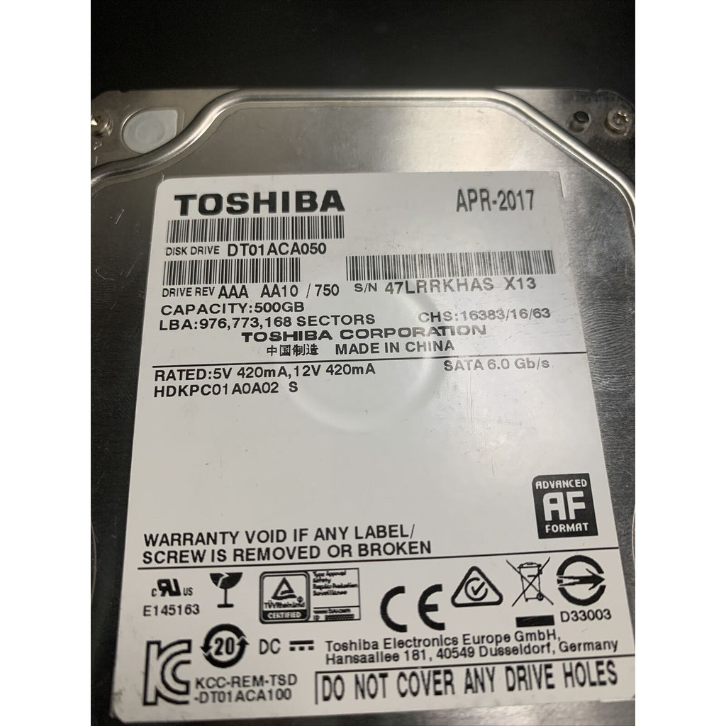 Toshiba DT01ACA050 500GB Internal 7200 RPM SATA 3.5" Desktop HDD Hard Drive