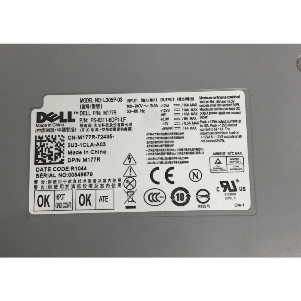 Parts Only Dell M177R Mini 24 Pin 305W ATX Desktop Power Supply Optiplex 980 MT