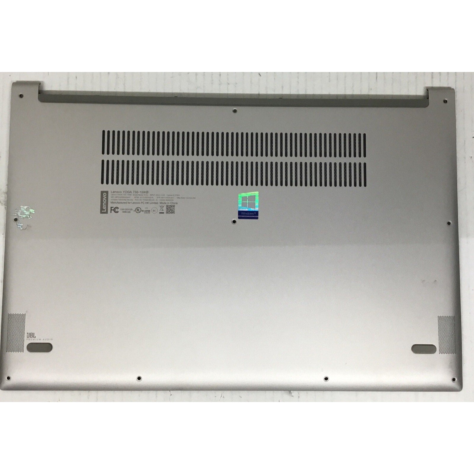 Lenovo Yoga 15.6" 730-15IKB OEM Bottom Case Silver AM27G000D10