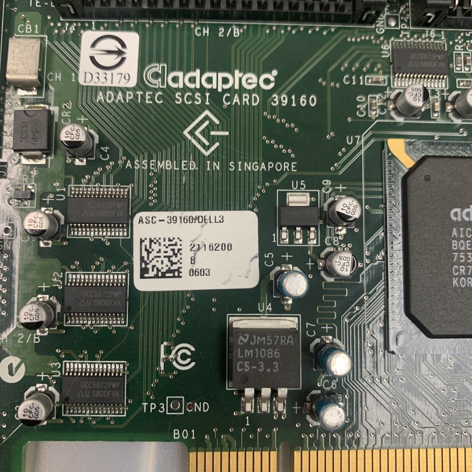 Genuine Dell Adaptec ASC-39160 U160 SCSI Dual Channel HBA PCI-X FREE SHIPPING!