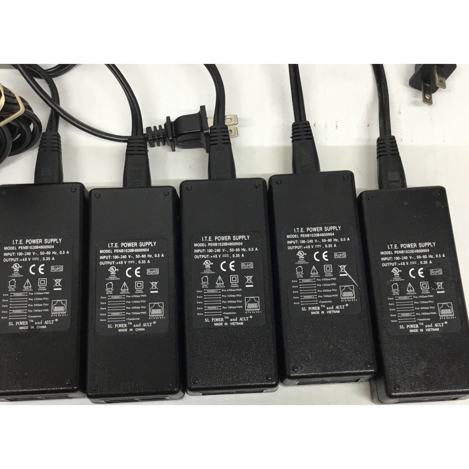 Lot of 5 ITE Power Supply PENB1020B4800N04 48V Ethernet PoE Injector