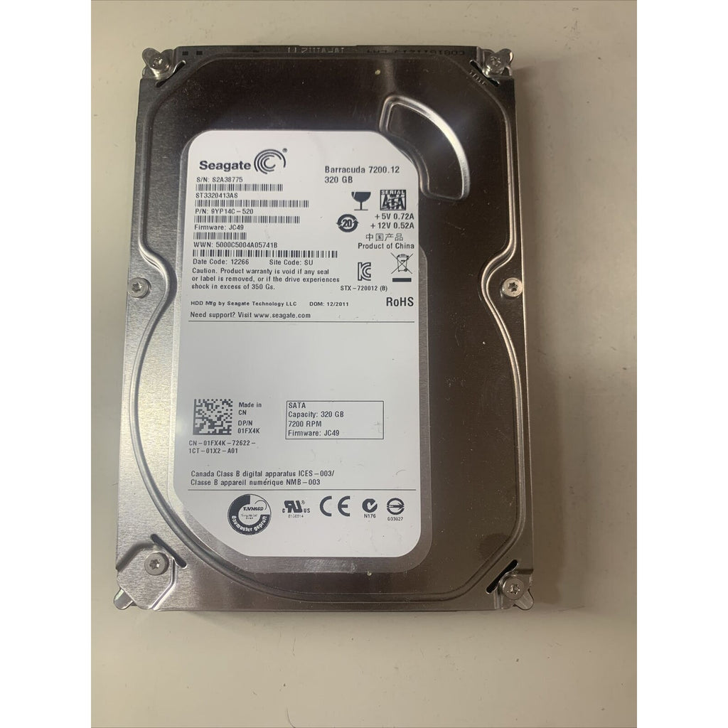 Seagate ST3320413AS 320GB 7200RPM SATA3 3.5" HDD 1FX4K P/N: 9YP14C-520 FW: JC49