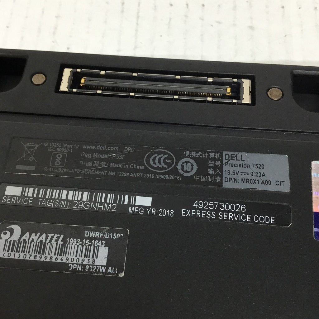Dell Precision 7520 i7-7920HQ 3.10GHz 16GB Ram DDR4 No HDD No Adapter