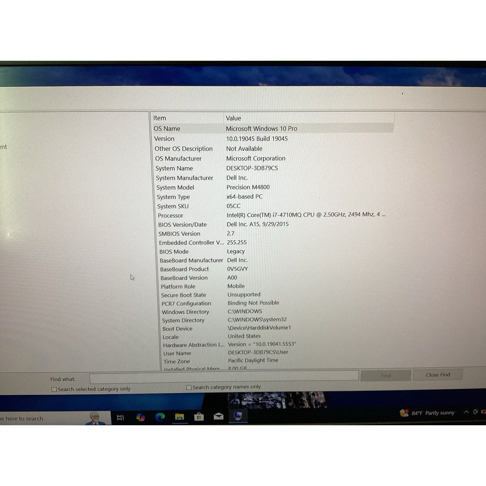 Dell Precision M4800 15.6" Laptop Intel i7-4710MQ 2.50GHz 8GB RAM W10 Pro