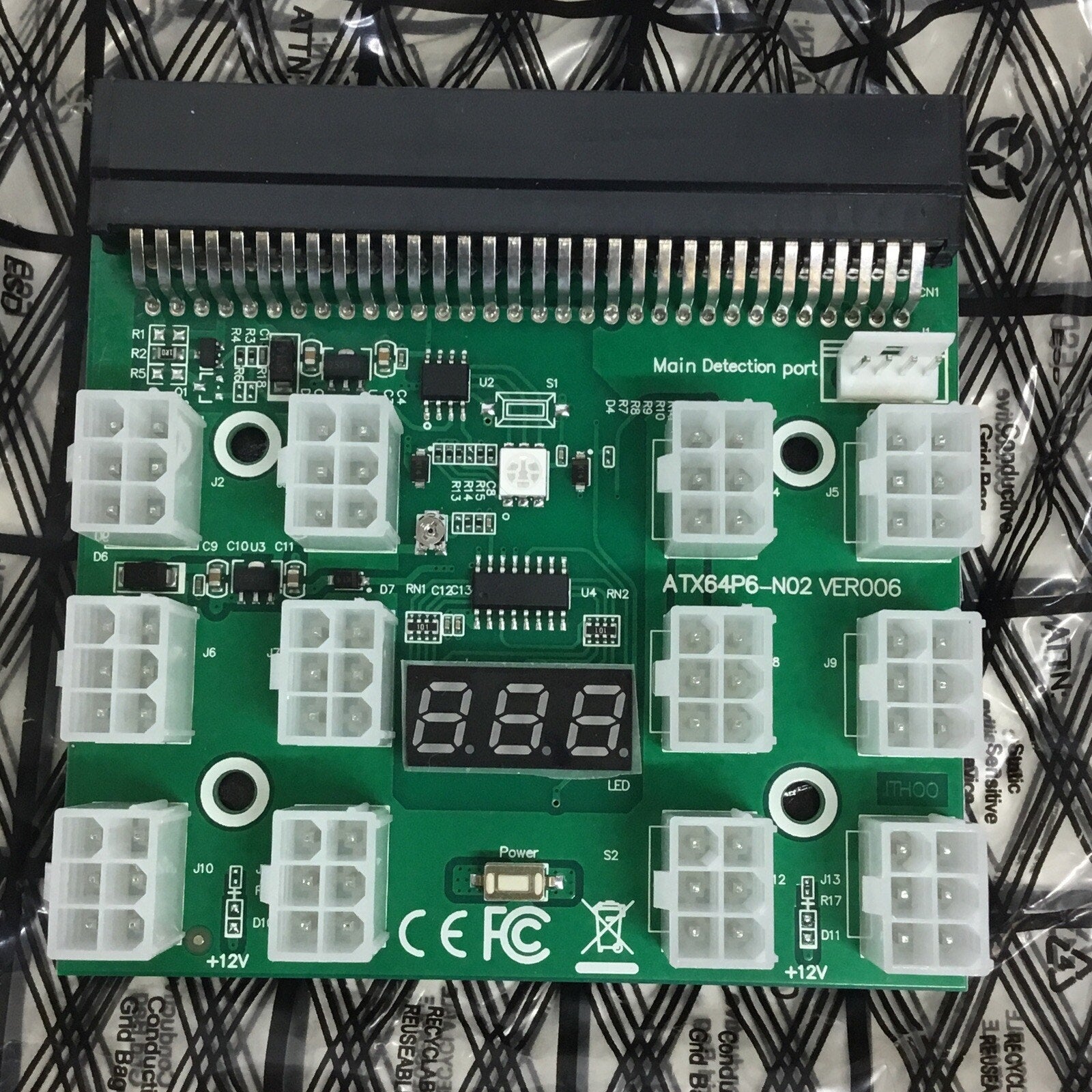 Breakout Board Server Adapter PSU Power Supply for HP 1600W GPU Mining W/6 Cable