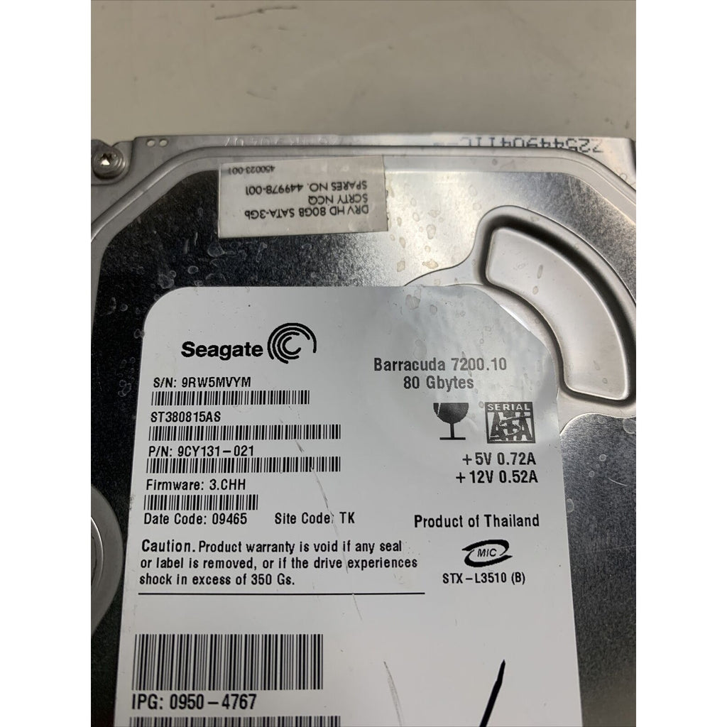 Seagate Barracuda 7200.10 80GB ST380815AS 7200RPM SATA 3.5" Internal Hard Drive