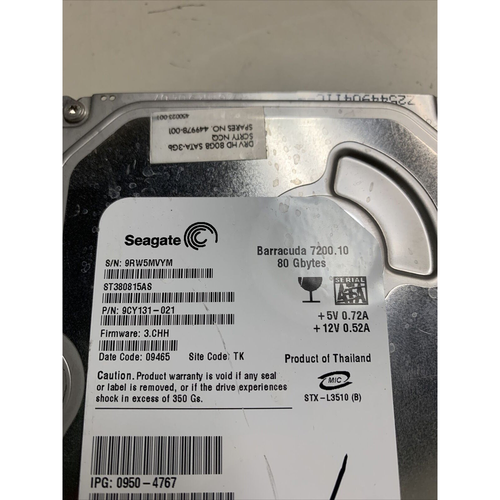 Seagate Barracuda 7200.10 80GB ST380815AS 7200RPM SATA 3.5" Internal Hard Drive