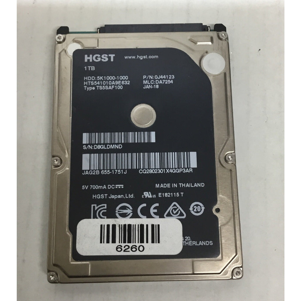 Apple 1TB 655-1751J HTS541010A9E632 2.5 SATA-3 6.0 HDD 5K1000 5.4k 8MB 0J44123