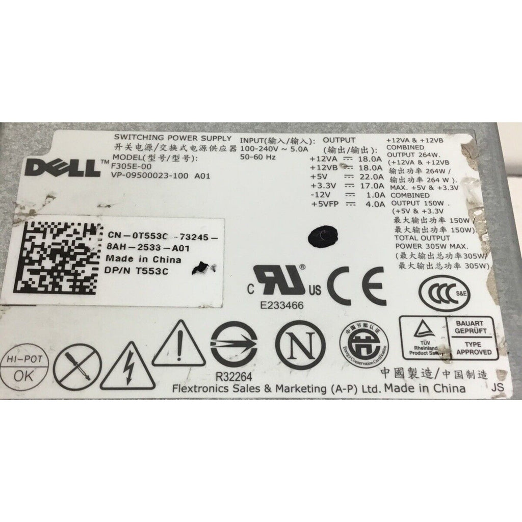 Dell 305W Power Supply F305E-00 0T553C T553C