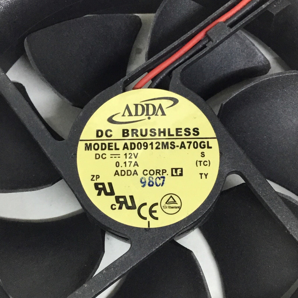 Adda Cooling Fan Model AD0912MS-A70GL DC 12V 0.17A 2 Wire 2 Pin