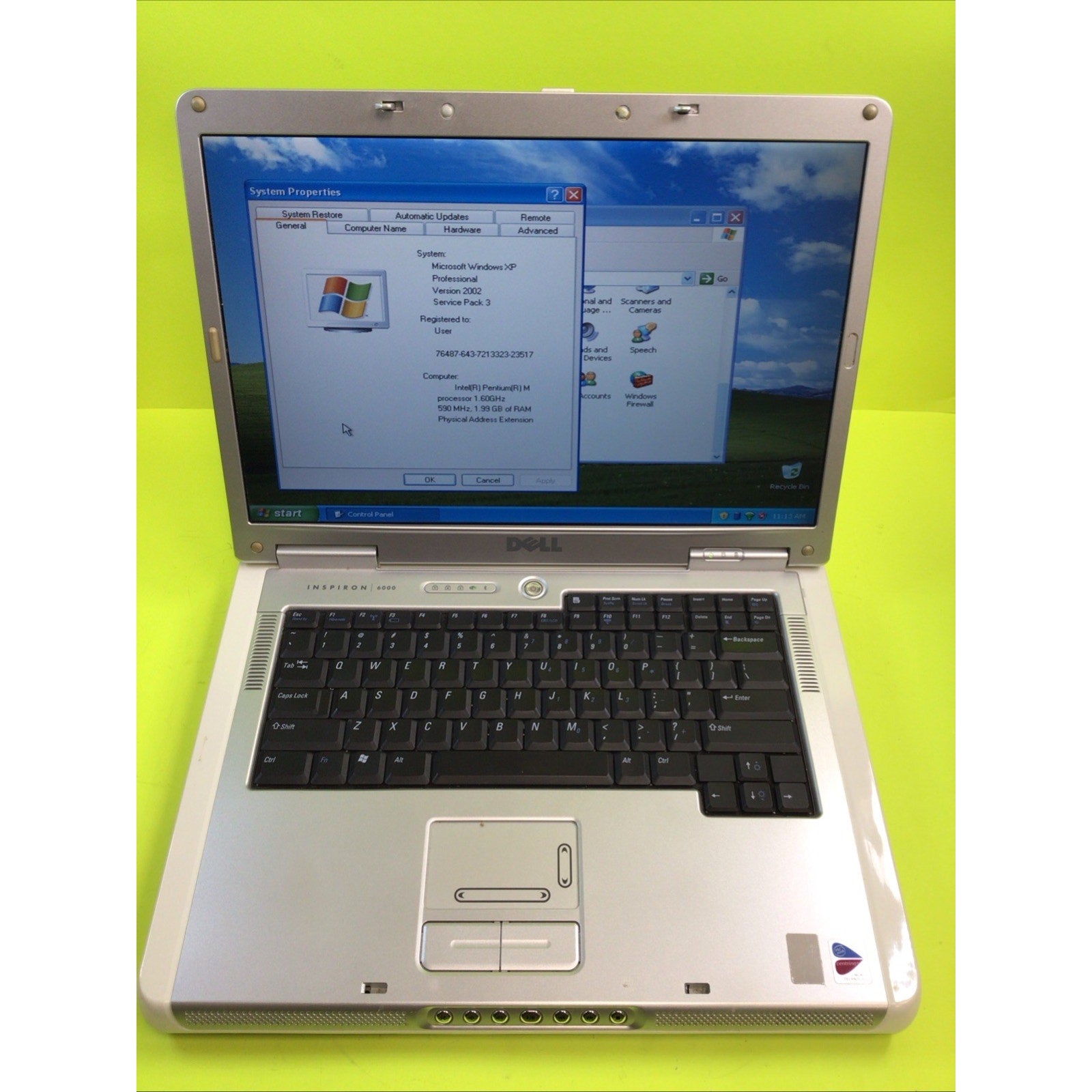 Vintage Dell Inspiron 6000 XP Pro Pentium M 2GB RAM 40GB HDD Win 98 Compatible