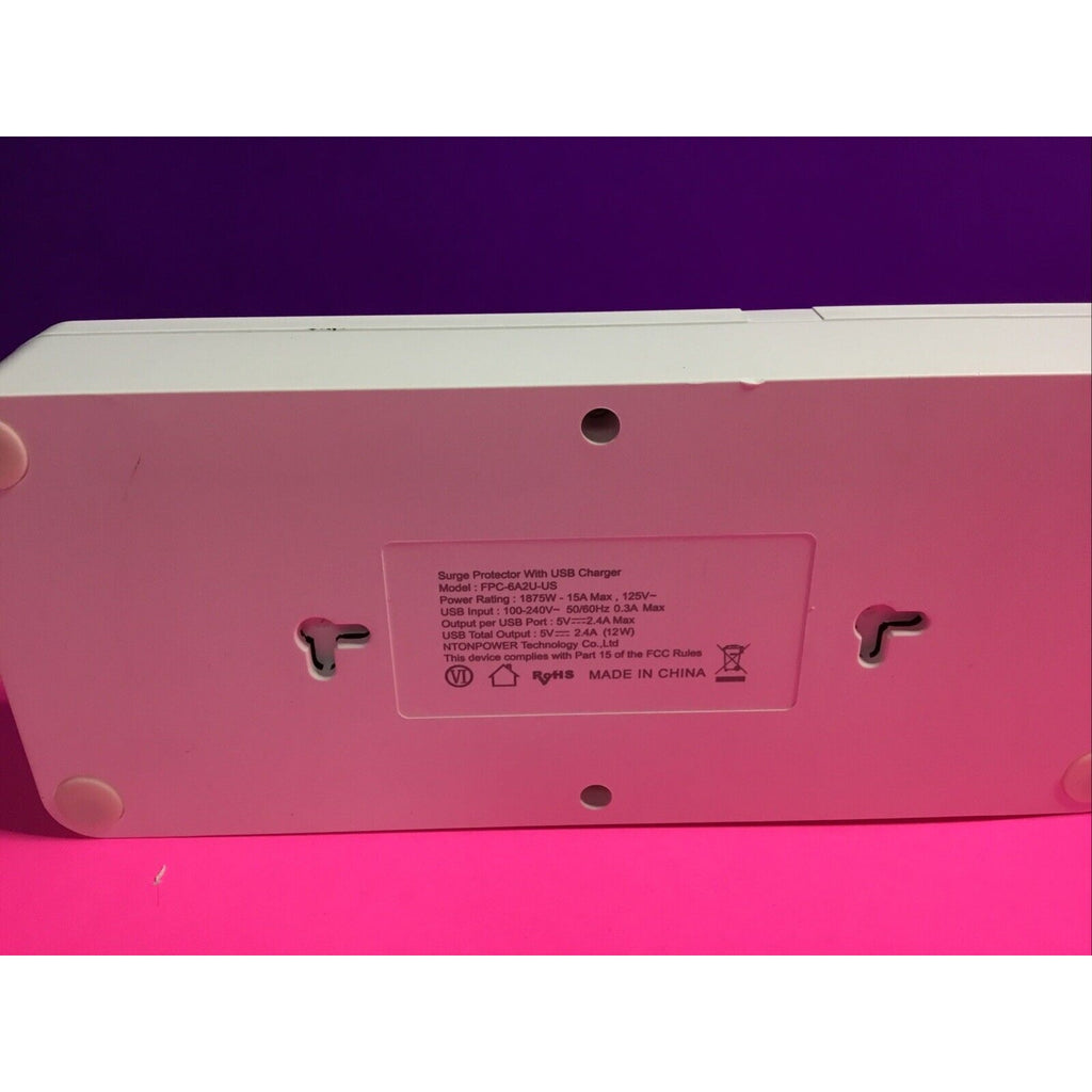 3 Prong Power Strip with 5ft Cord 6 Outlets 2 USB