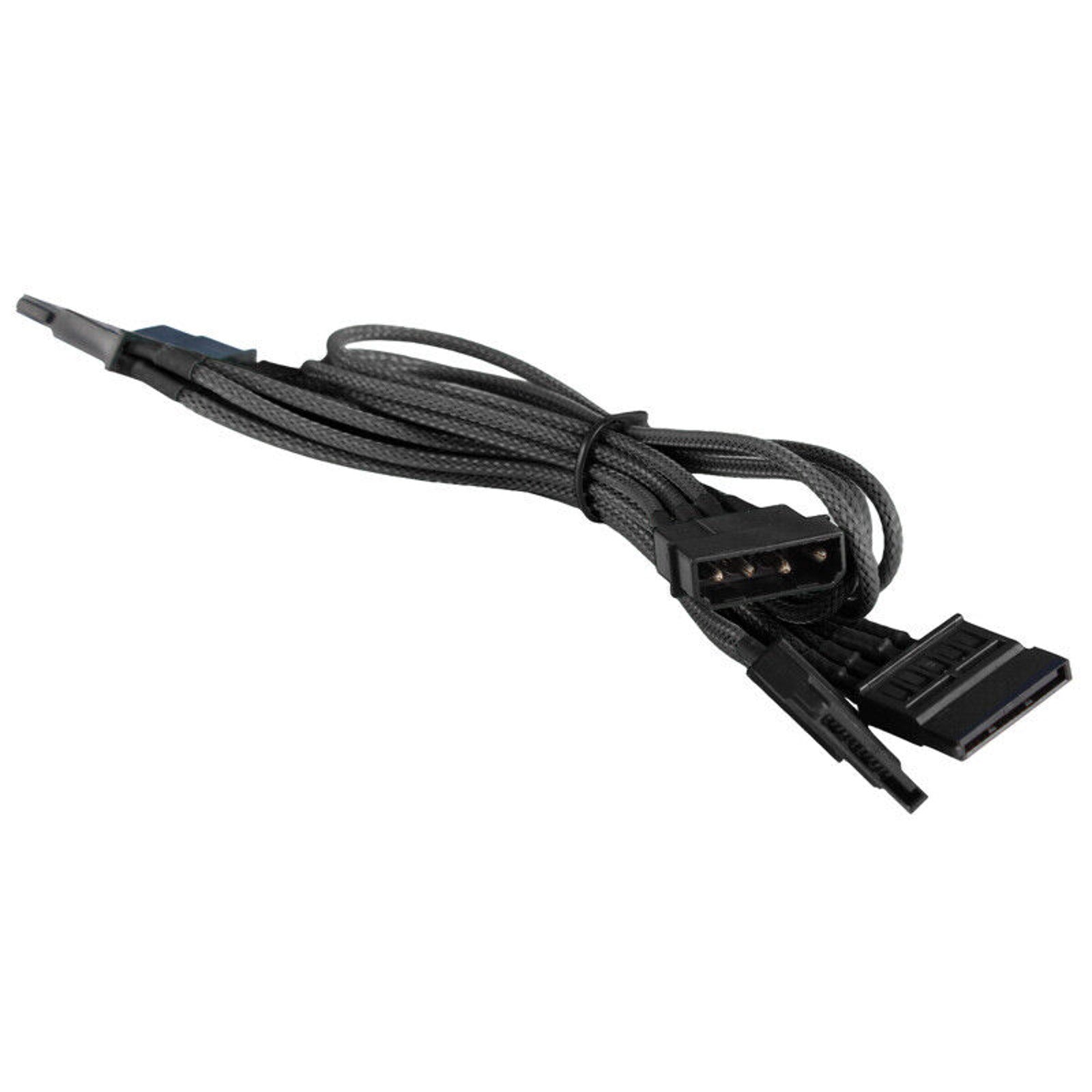 4-Pin LP4 Power to 4x SATA Power Splitter PC Adapter Cable - Black