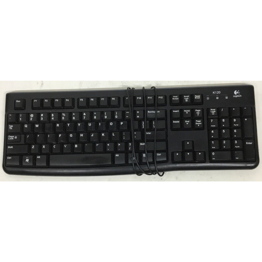 Logitech K120 Ergonomic Desktop Wired Keyboard USB Black - Number Pad - Tested