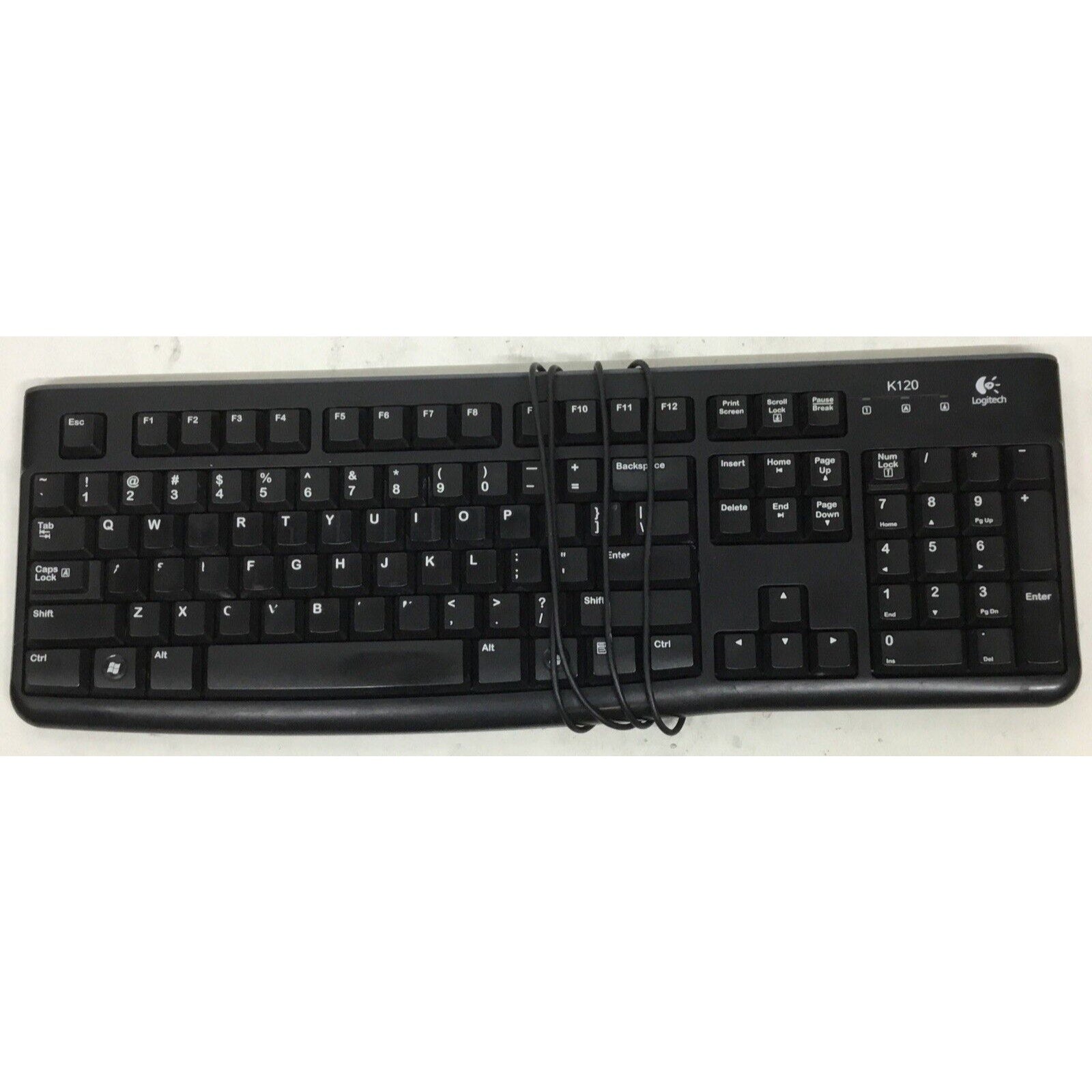 Logitech K120 Ergonomic Desktop Wired Keyboard USB Black - Number Pad - Tested