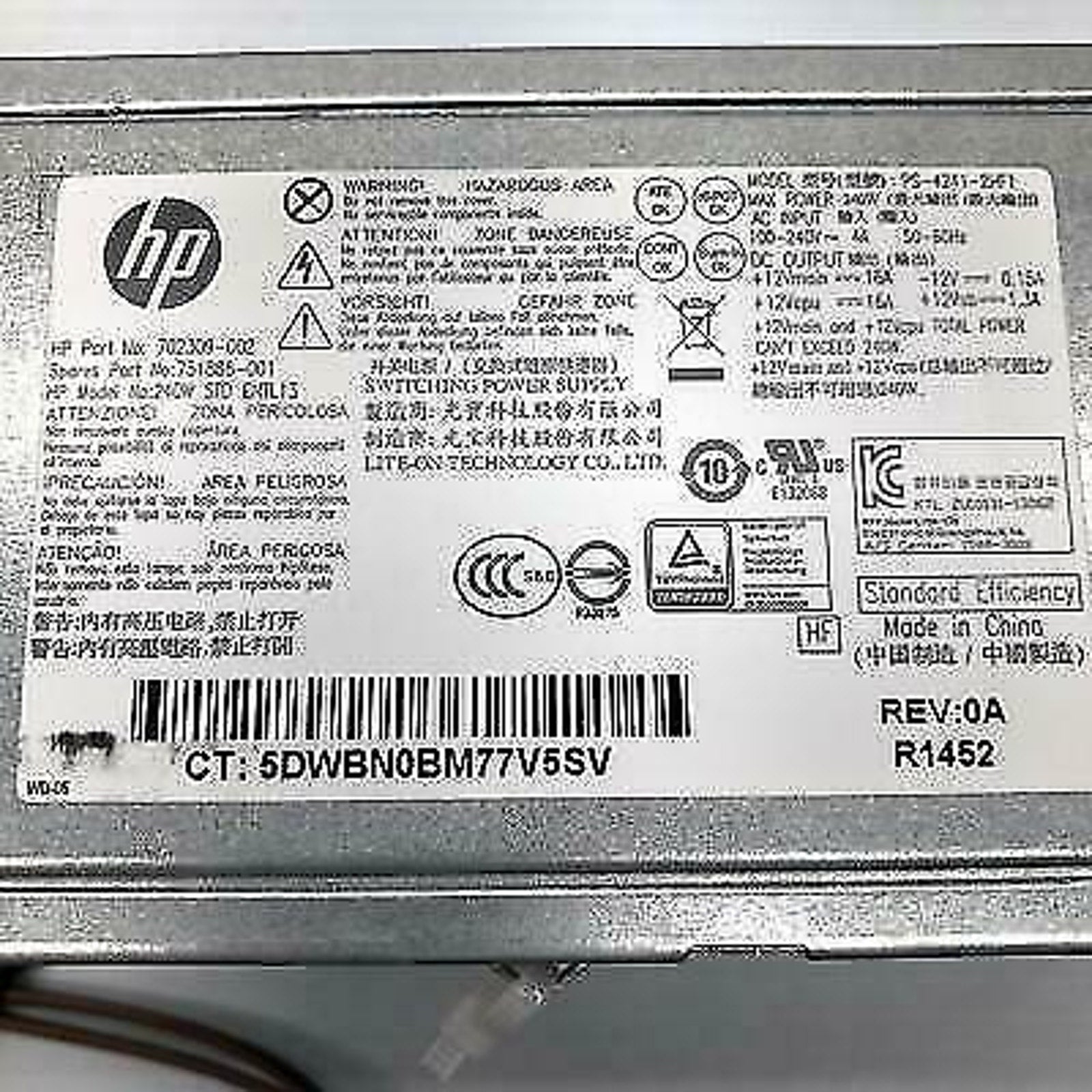 Genuine HP 240W Power Supply 751884-001