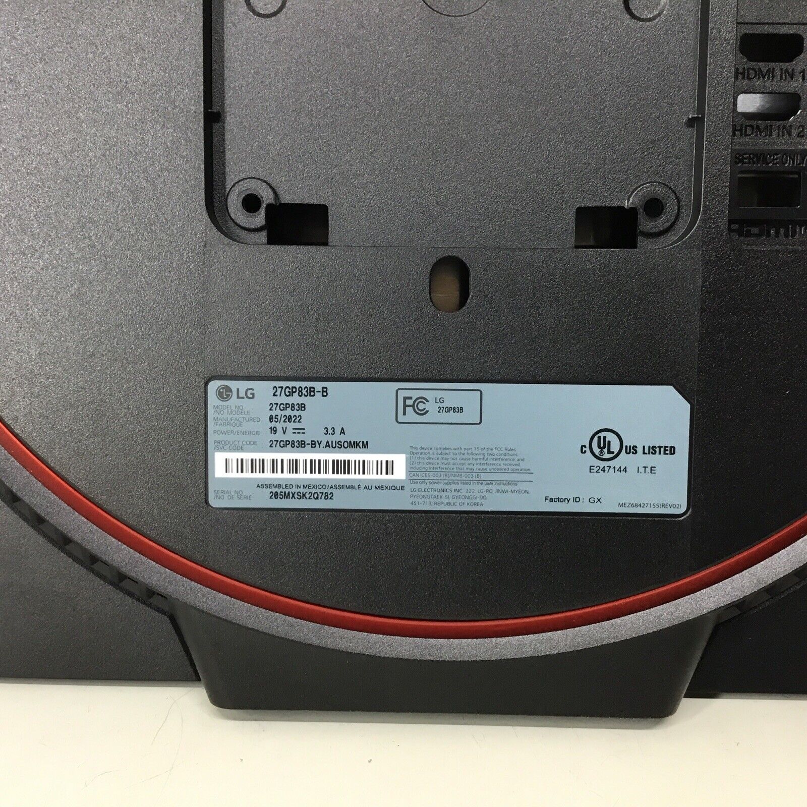 For Parts Only LG 27GP83B-B 27'' UltraGear QHD LCD Monitor (Read Description)