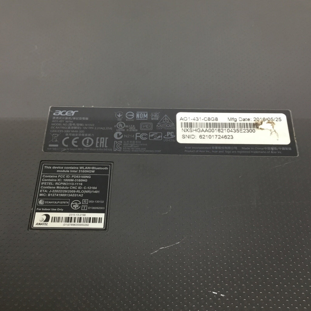 Acer Aspire One 14" Cloud book AO1-431-C8G8 Intel Celeron | For Parts/Repair