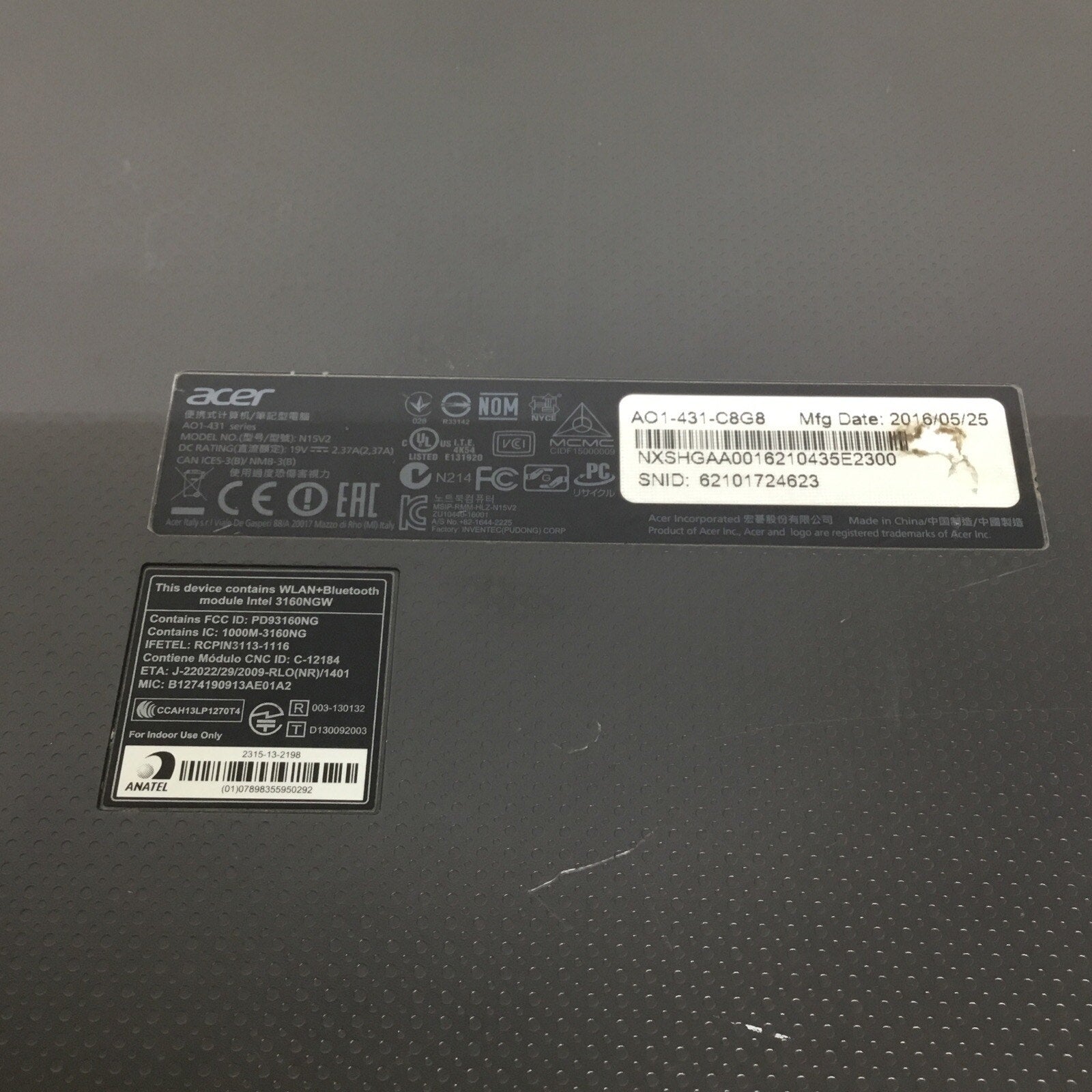 Acer Aspire One 14" Cloud book AO1-431-C8G8 Intel Celeron | For Parts/Repair