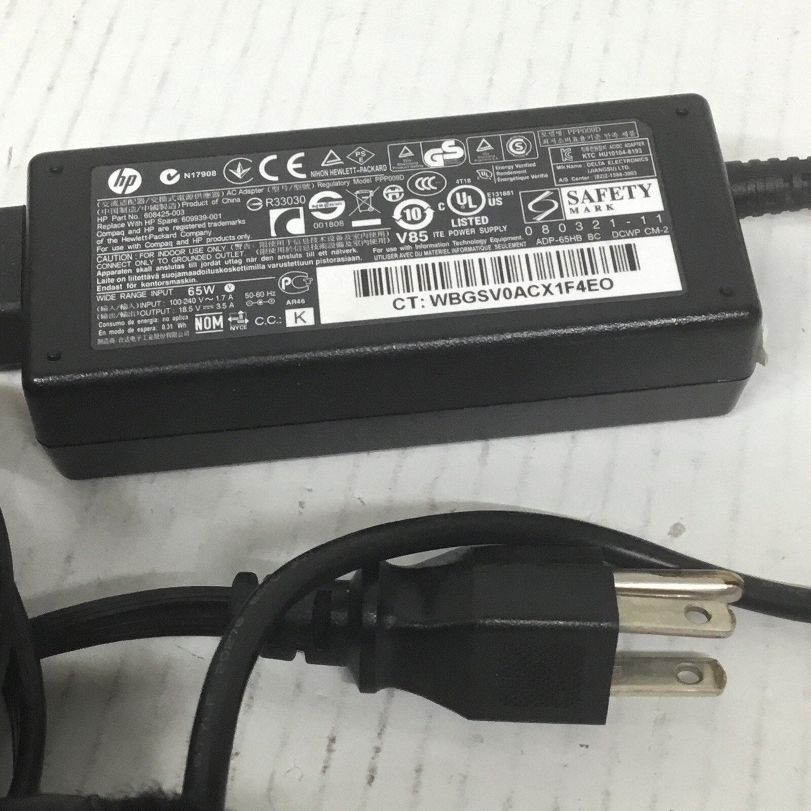 HP 608425-003 19.5V 3.33A 65W Genuine Original AC Power Adapter Charger
