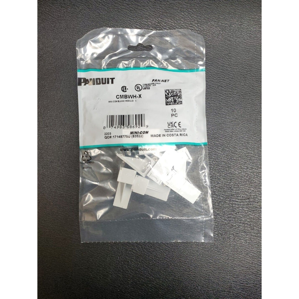 Panduit CMBWH-X Mini-Com Blank Module, 10-Pack, (White)