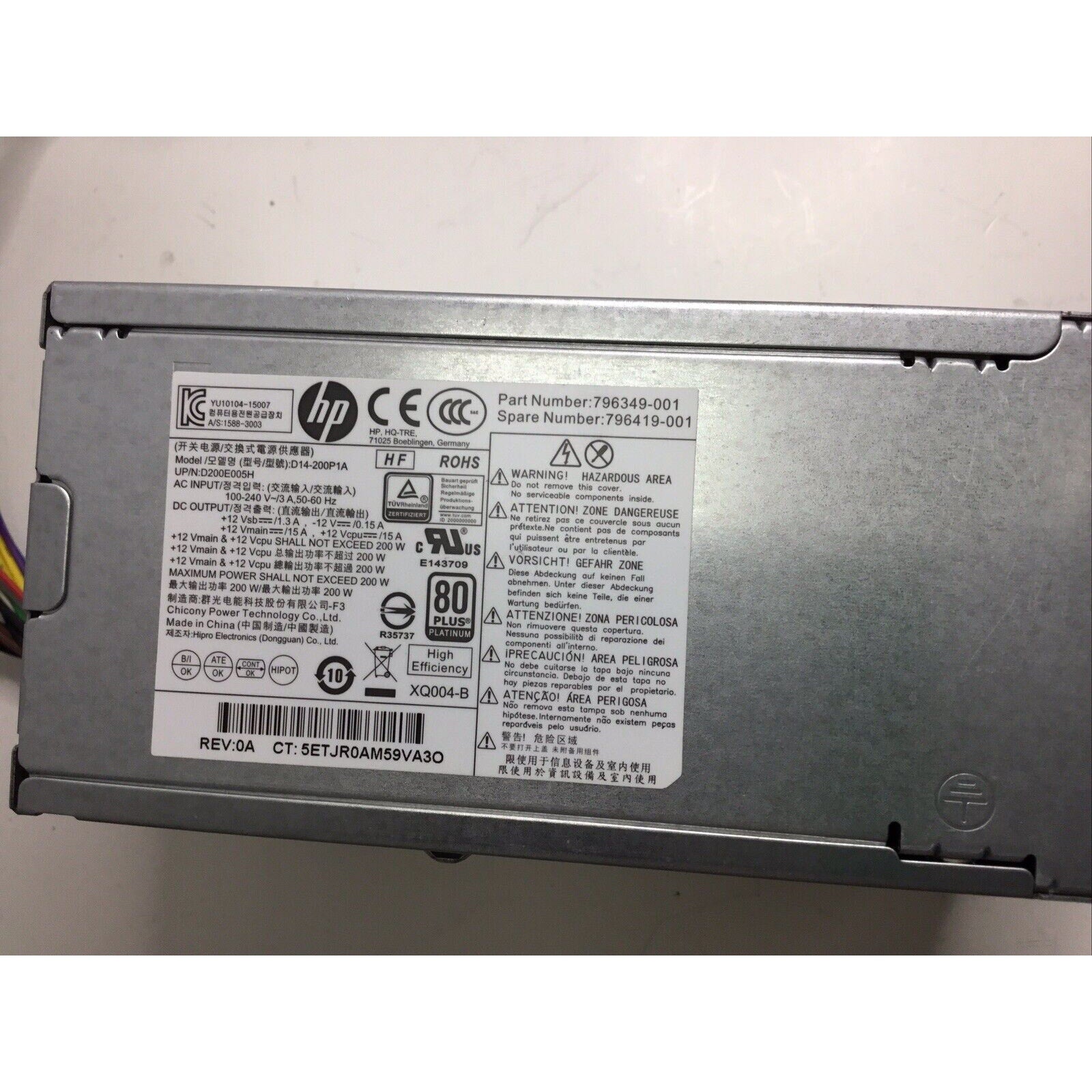 HP 200W Power Supply 600 G2 800 G2 SFF 901912-003/004/001 796419-001 796349-001