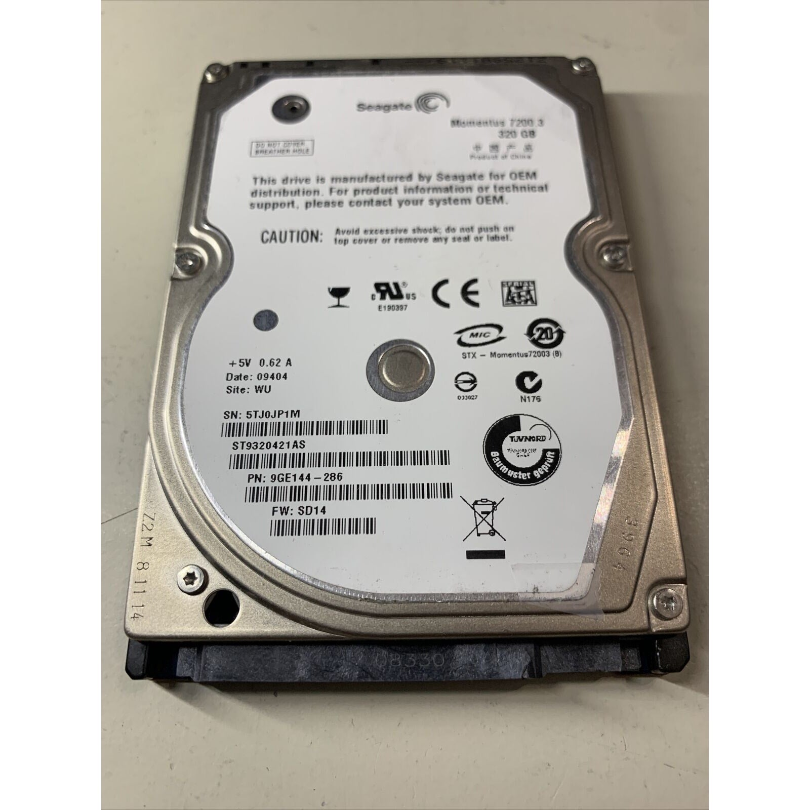 Seagate ST9320421AS 9GE144-286 FW:SD14 WU 320gb 2.5" Sata Laptop Hard Drive